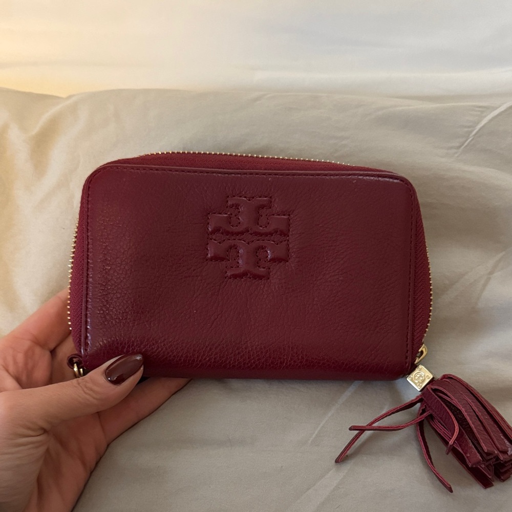 Tory Burch Deep Red Leather Wallet